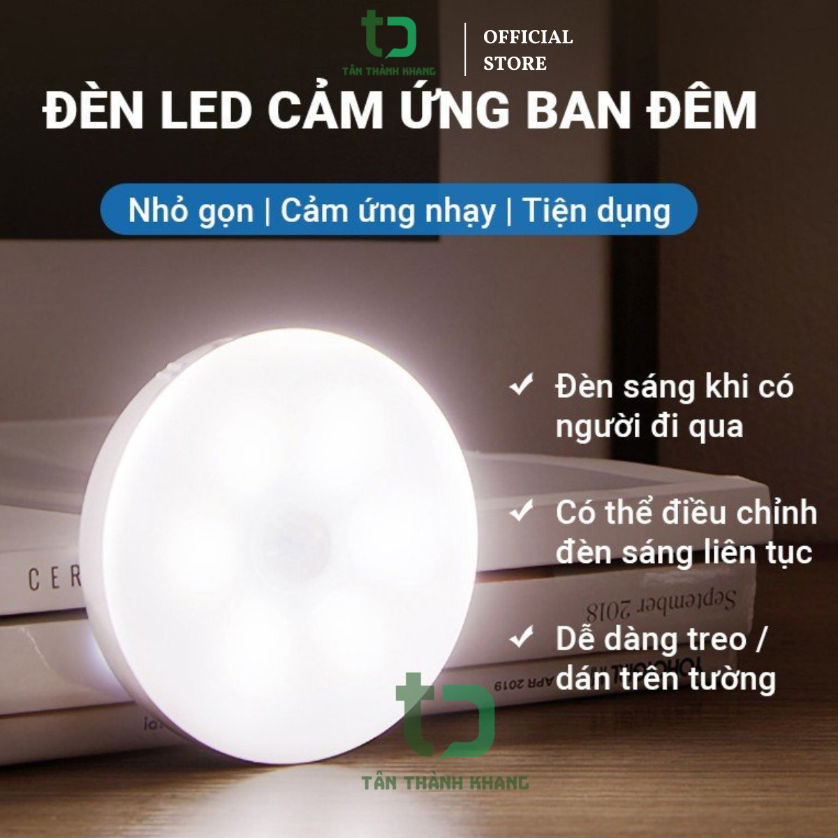 Đèn cảm ứng thông minh, đèn led cảm biến chuyển động tự động sáng dán tường sạc usb