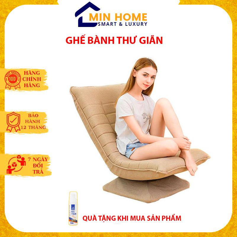 Ghế lười tựa lưng thư giãn, đọc sách, ghế mặt trăng xoay 360 decor phòng