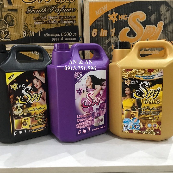 Nước giặt xả đậm đặc hương hoa spj 6in1 thái lan 5000ml