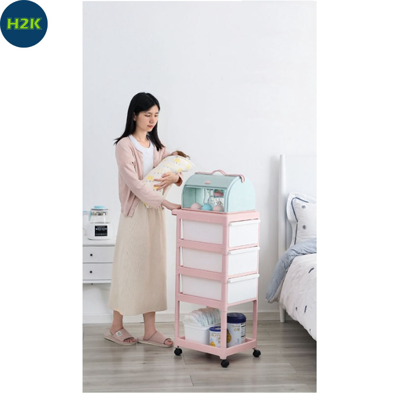 Kệ Đựng Đồ Sơ Sinh Đa Năng Yeya Dành Cho Bé Kết Hợp Hộp Đựng Bình Sữa Cỡ Lớn Có Bánh Xe Đẩy Tiện Lợi