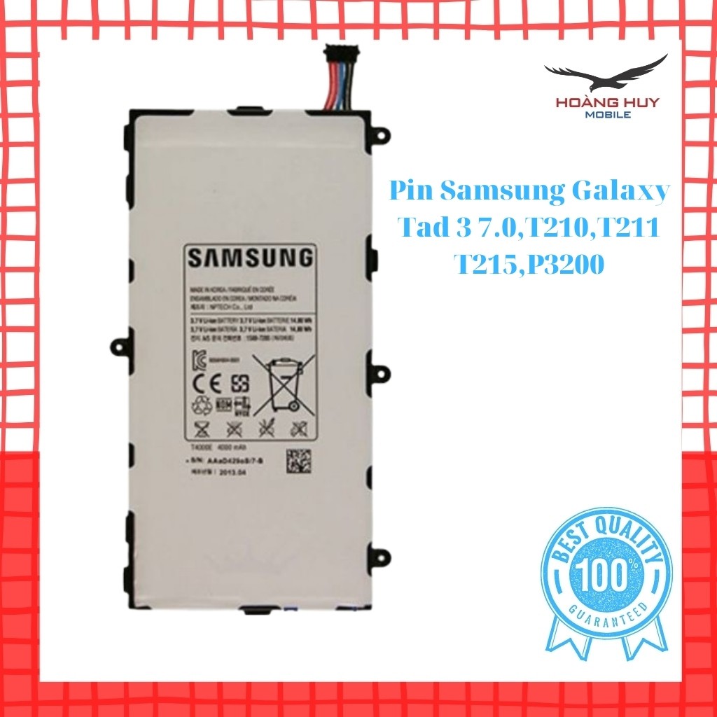Pin samsung p3200,t210,t215,tad 3 t4000e dung lượng 4000mah zin hàng nhập khẩu bảo hành 6 tháng 1 đổi 1