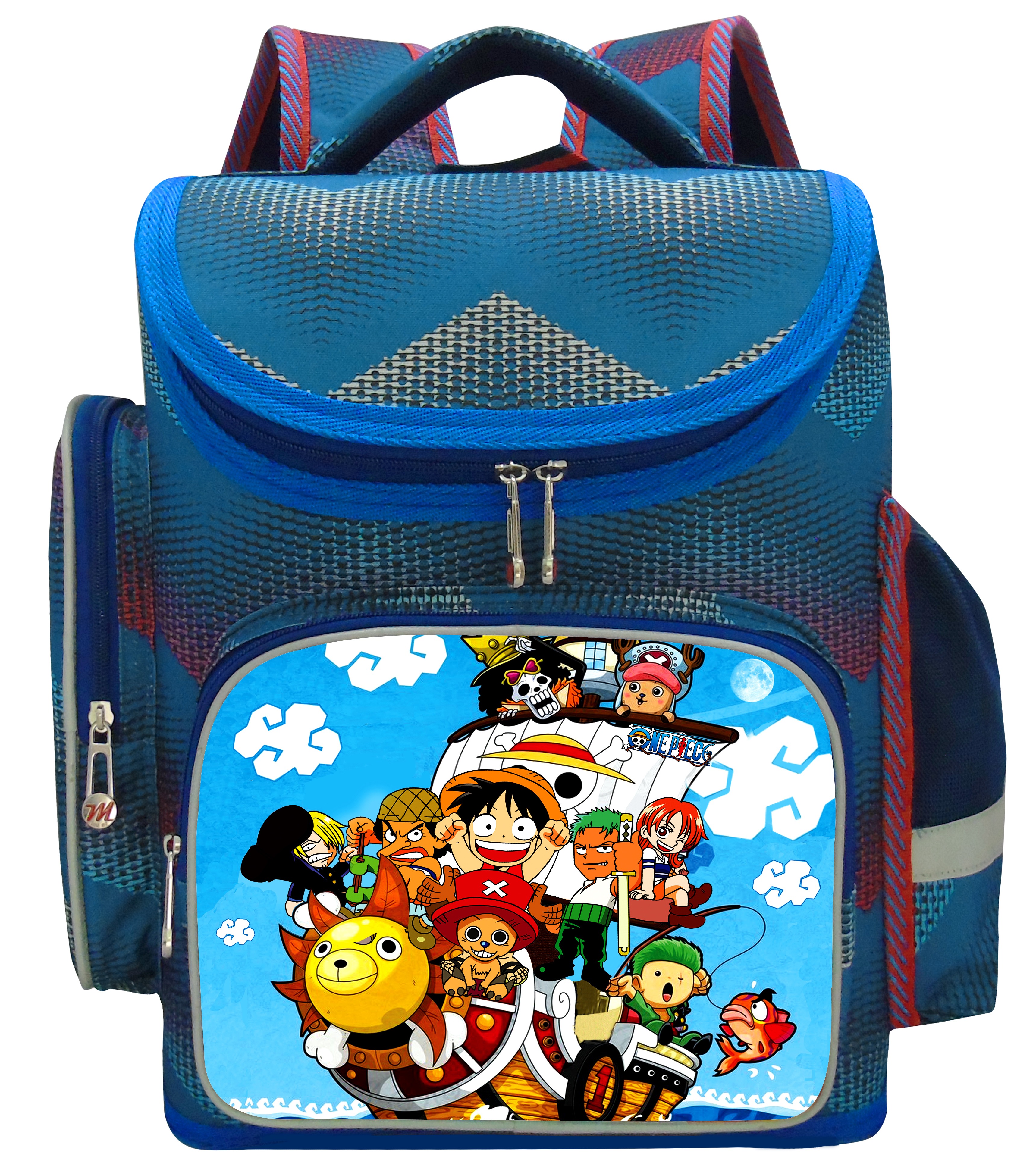 Balo ( Cặp) Học Sinh Chống Gù Lưng Bé Trai Dạng Hộp Cho Lớp 2 Đến Lớp 6 Hình Cướp Biển Onepicee Chibi MHCHLG102