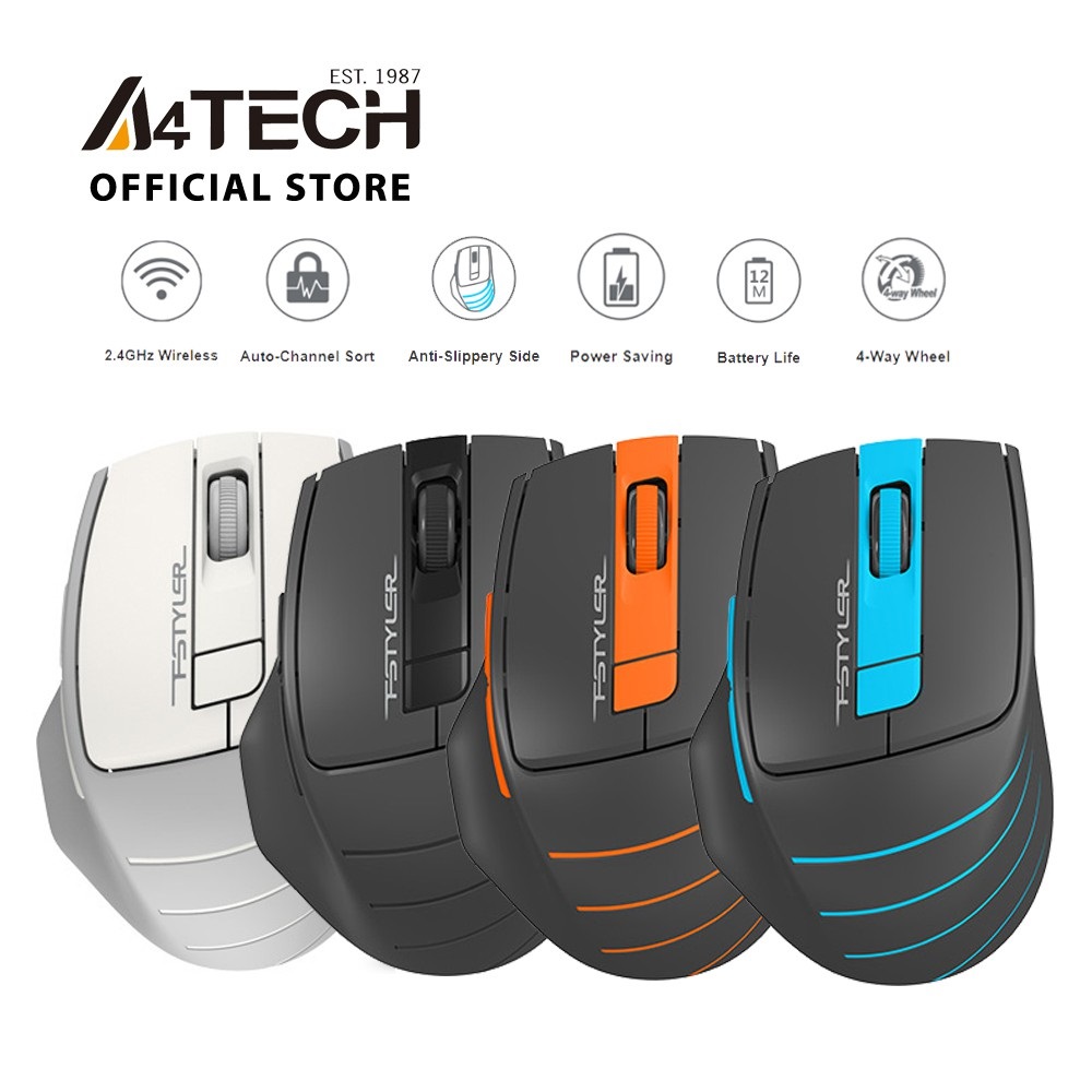 Chuột không dây A4Tech FStyler FG30 Wireless 2.4GHz 2000 DPI - Hàng chính hãng, tùy chỉnh điện năng tiết kiệm pin