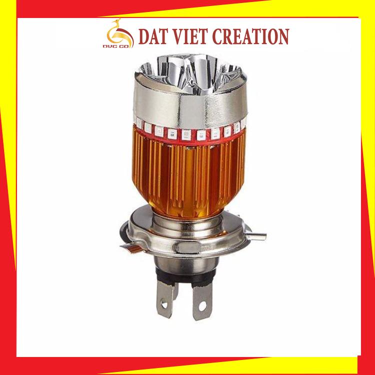 Đèn pha led 3 chân H4 7 màu gắn xe máy
