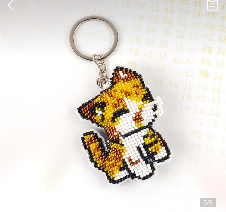 [HCM]Móc khóa đính hạt cườm handmade siêu bền Hình mèo