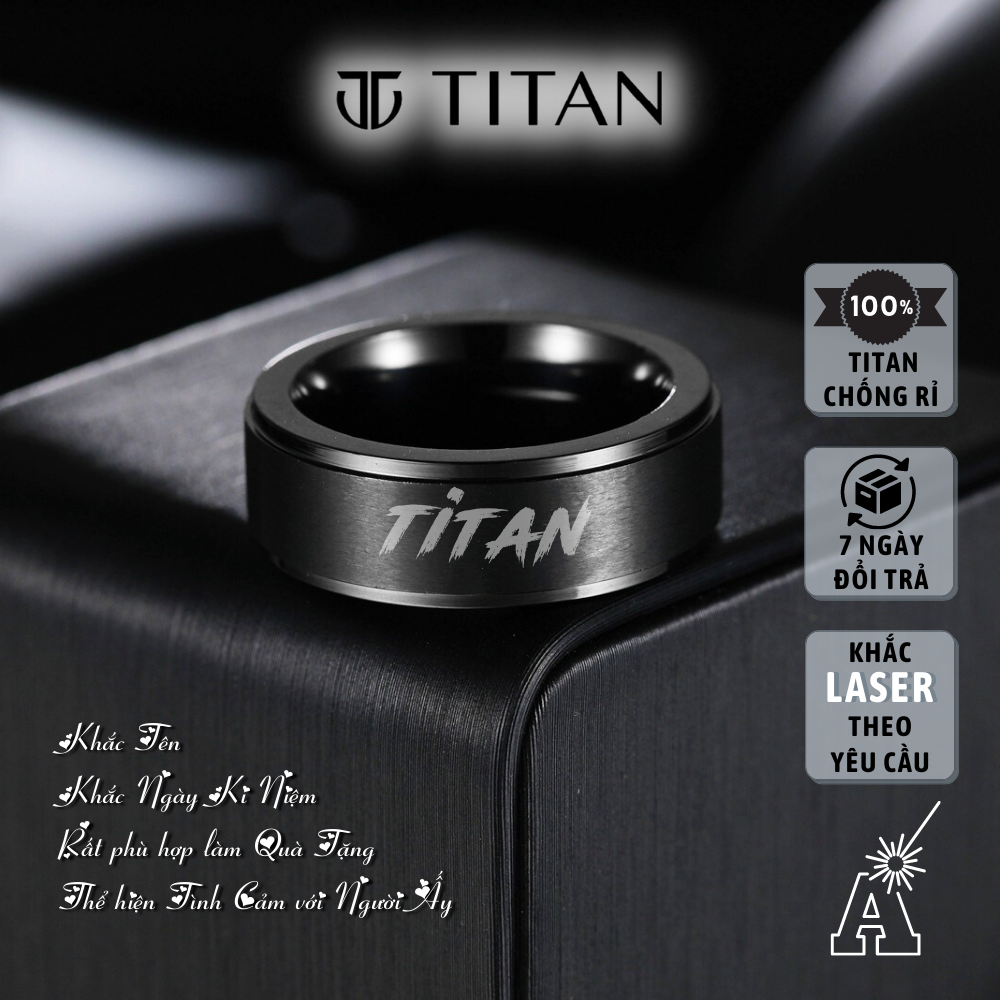 Nhẫn nam trơn to màu đen basic KHẮC TÊN THEO YÊU CẦU, nhẫn trơn nam nữ, nhẫn đôi thời trang unisex không gỉ Titan shop