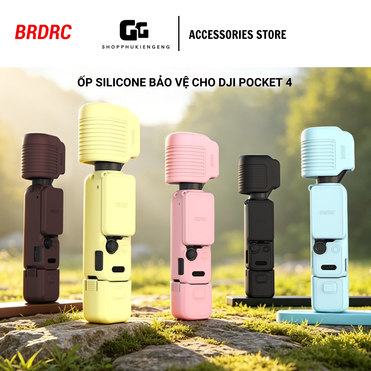 BRDRC Ốp silicone bảo vệ cho DJI Pocket 4 - chống trầy xước, bảo vệ gimbal