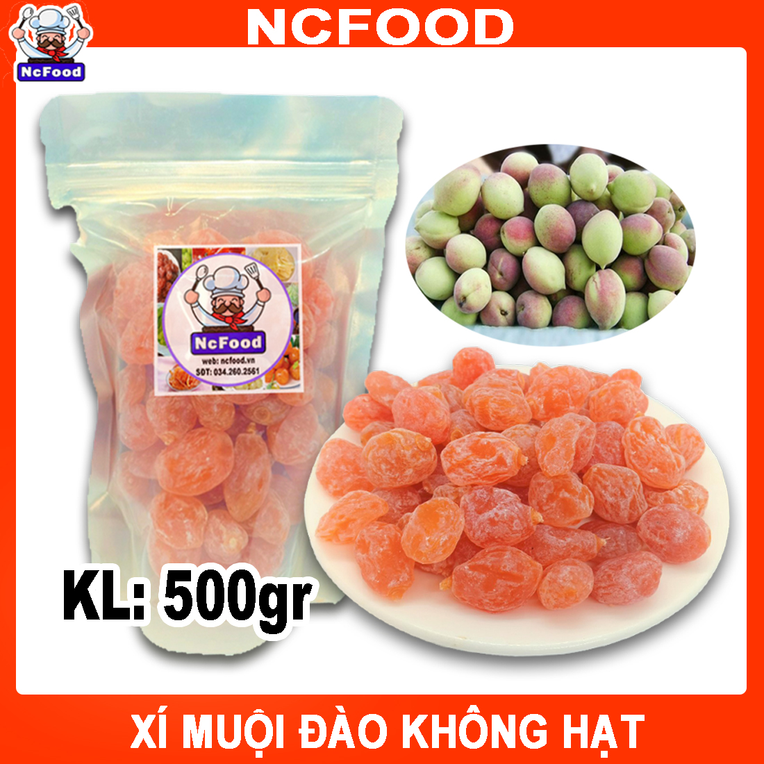 Xí Muội Đào Không Hạt Loại Ngon 500gr (NCFOOD)