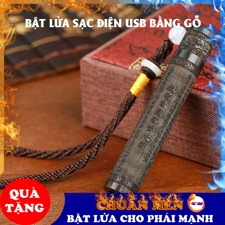 Bật lửa hồng ngoại Chuẩn Men thân giả gỗ chiết hỏa tử thổi là có lửa sử dụng điện - GD0795