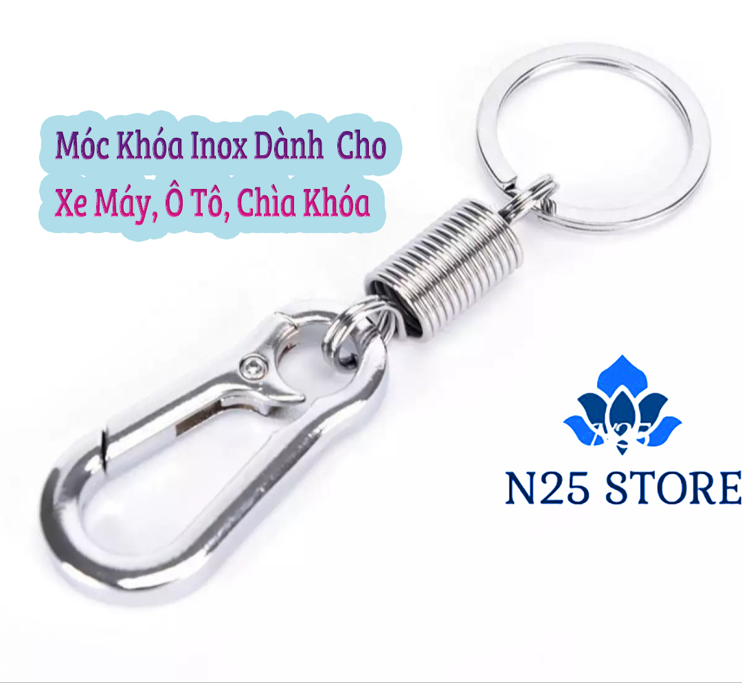 [ RẺ VÔ ĐỊCH ] Móc Khóa Inox Lò Xo Dành Cho Xe Ô tô, Xe Máy,Chìa Khóa Đa Năng 2 Màu Cho Bạn