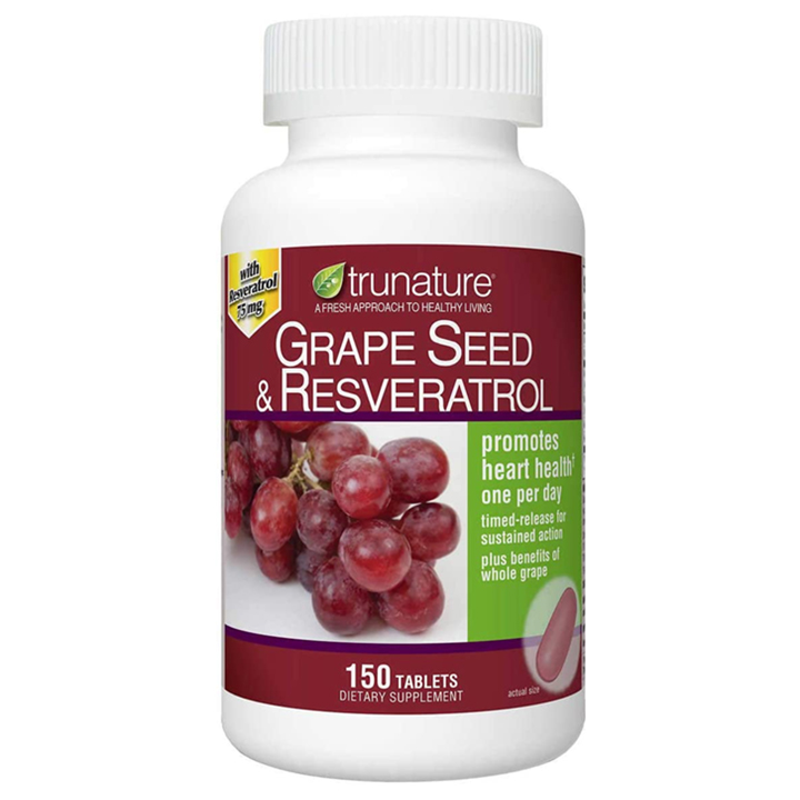 Viên uống hỗ trợ chống oxy hóa Trunature Grape Seed & Resveratrol hộp 150 viên