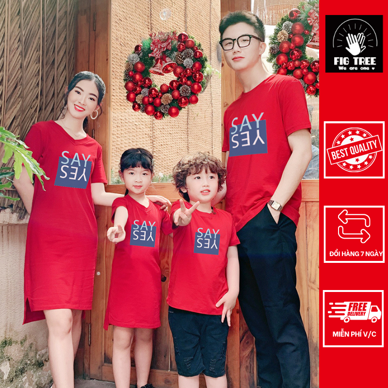 Áo thun gia đình đẹp fig tree màu đỏ