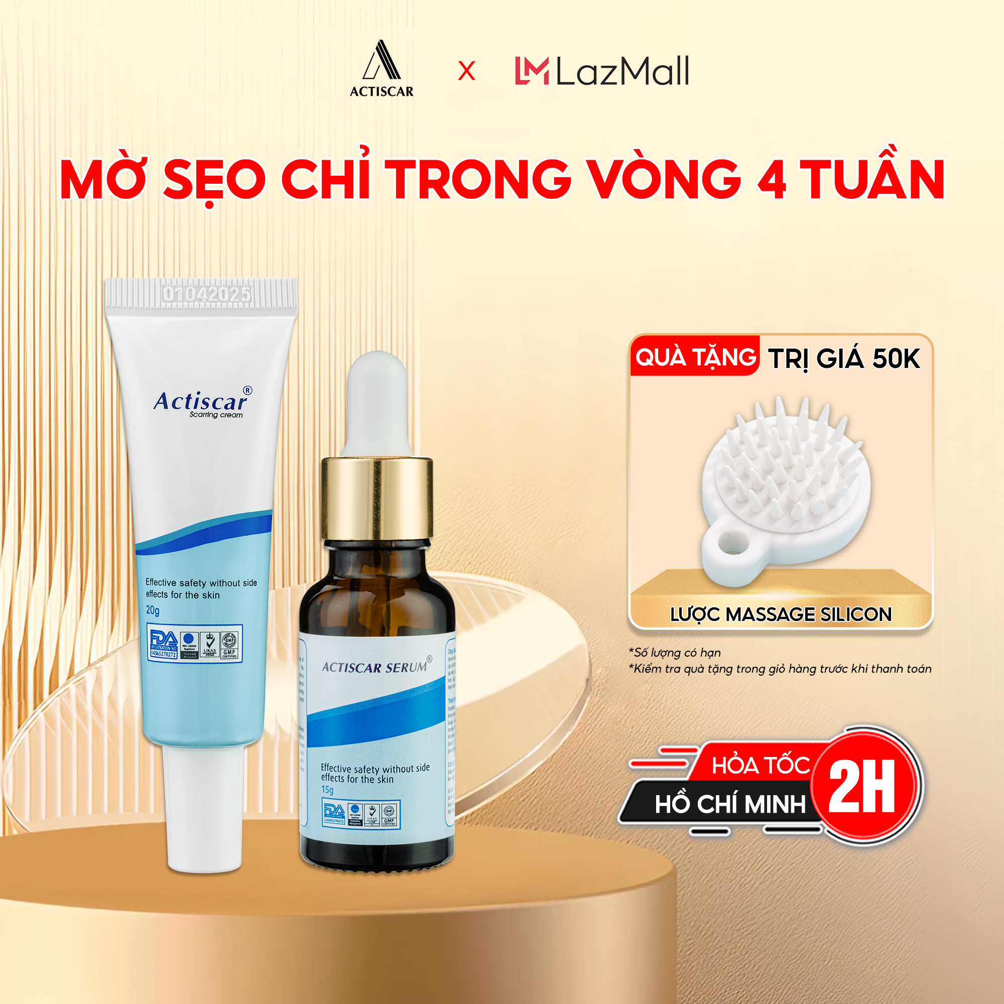 Combo bộ 2 xoá mờ sẹo actiscar xanh làm mờ sẹo lồi, sẹo lõm, sẹo rỗ, sẹo thâm lâu năm, an toàn lành tính chiết xuất từ tự nhiên