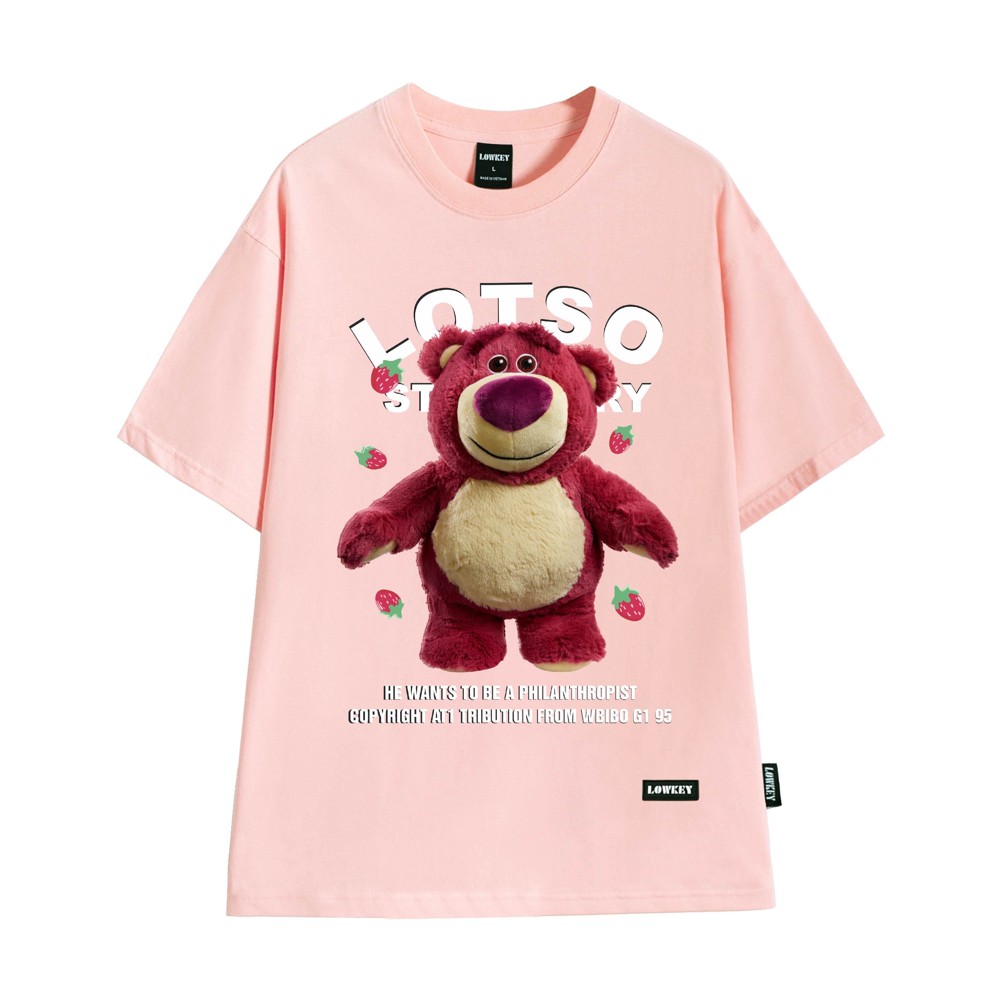 Áo phông form unisex nam nữ gấu LOTSO LOWKEY đẹp K0077 - Form rộng rãi cotton co dãn