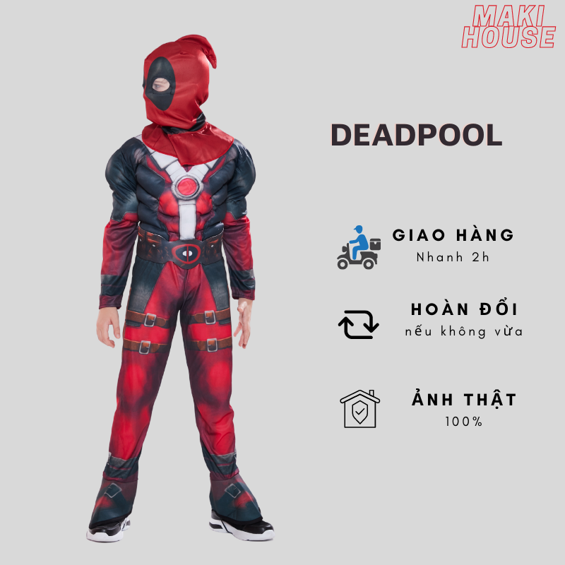 Trang phục hoá trang cho bé quần áo trẻ em Deadpool - Người Nhện 3