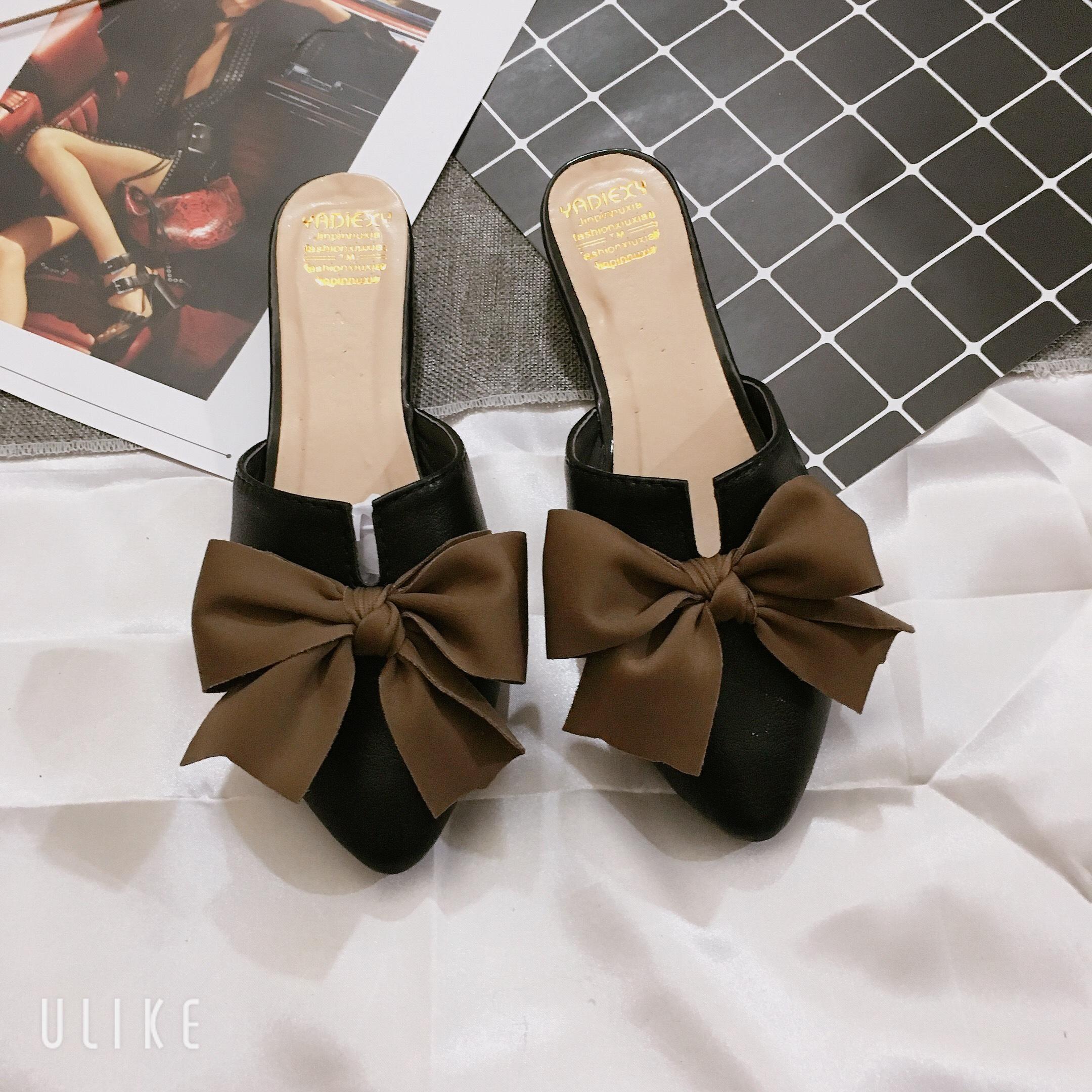 [RẺ VÔ ĐỊCH] DÉP NỮ I DÉP SỤC NƠ MŨI NHỌN DA SẦN SIÊU ĐẸP ĐẾ CAO 2P DỄ ĐI ĐIỆU ĐÀ NỮ TÍNH -272