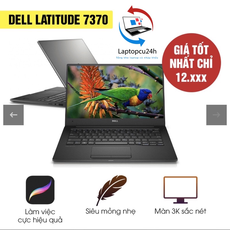 Laptop Dell Nhập Xịn 7370 Đời Mới/Ram 8Gb/SSD 256Gb/Màn 3k Tràn Viền /Mỏng Nhẹ Đẹp Keng 99%