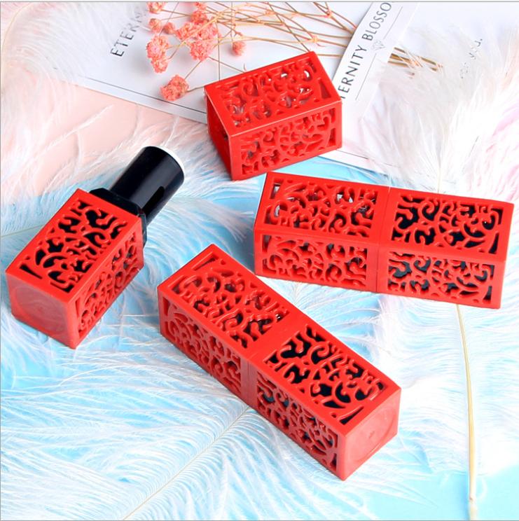 10 Vỏ son sáp_hoa văn, đỏ_Nguyên liệu làm son handmade