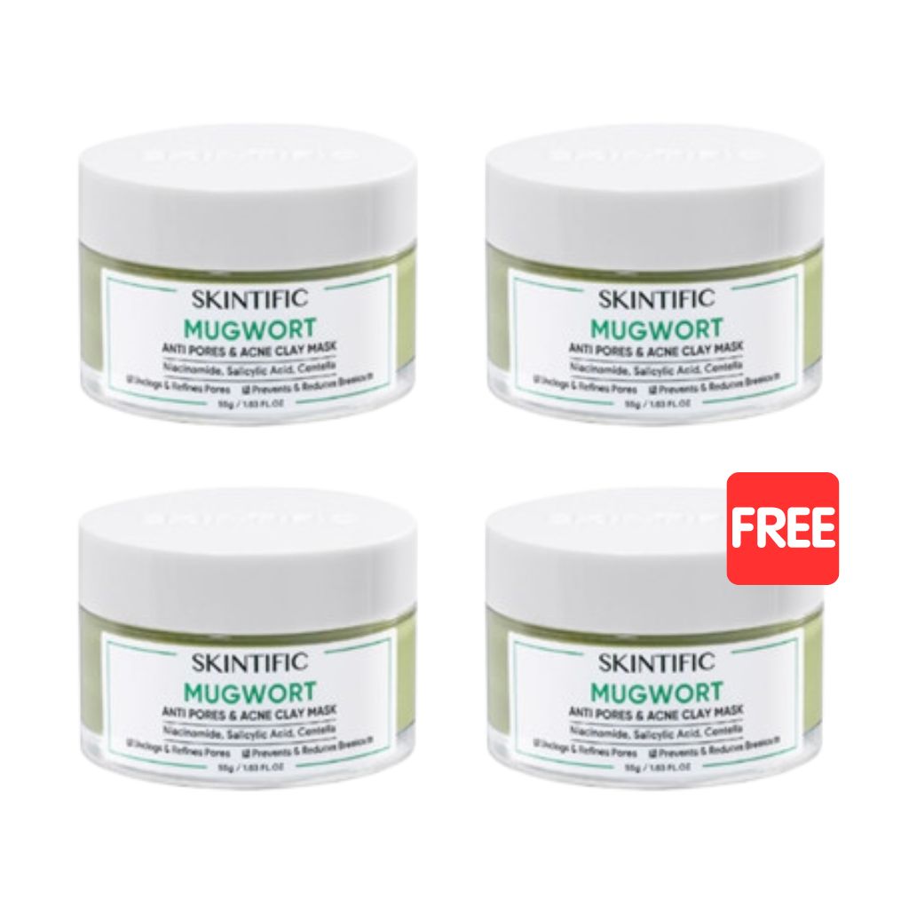 SKINTIFIC Mugwort ANTI PORES & MẶT NẠ ĐẤT SÉT Mặt Nạ bùn MỤN Mặt Nạ Cấp ẩm Mặt Nạ Ngải Cứu 55g