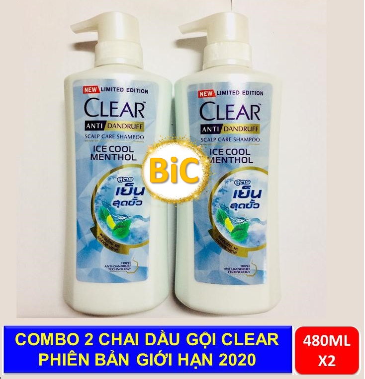 [HCM][ MẪU MỚI SẠCH GÀU TUYỆT ĐỐI ] Combo 2 chai dầu gội Clear bạc hà 480ml x 2 phiên bản giới hạn mới 2020 (Date: 24 tháng) - Giao ngẫu nhiên.