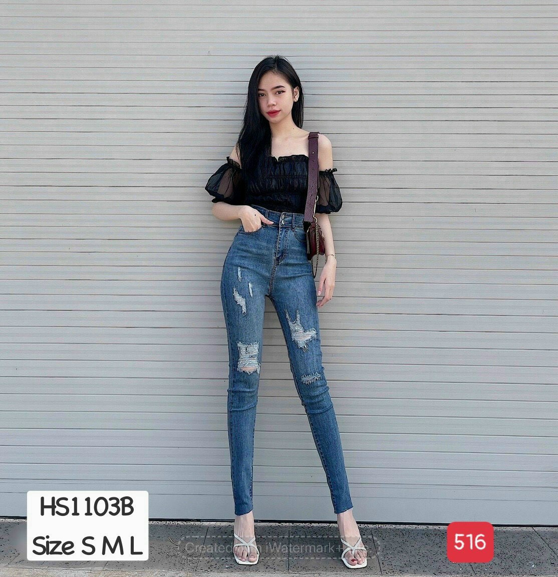 Quần jean nữ cao cấp lưng cao qua rốn rách tua 2 bên đùi mẫu mới siêu hot Piky79shop kv05