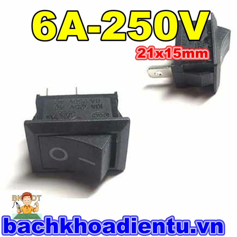 5 cái công tắc bập bênh 2 chân 6a-250v 21x15mm,