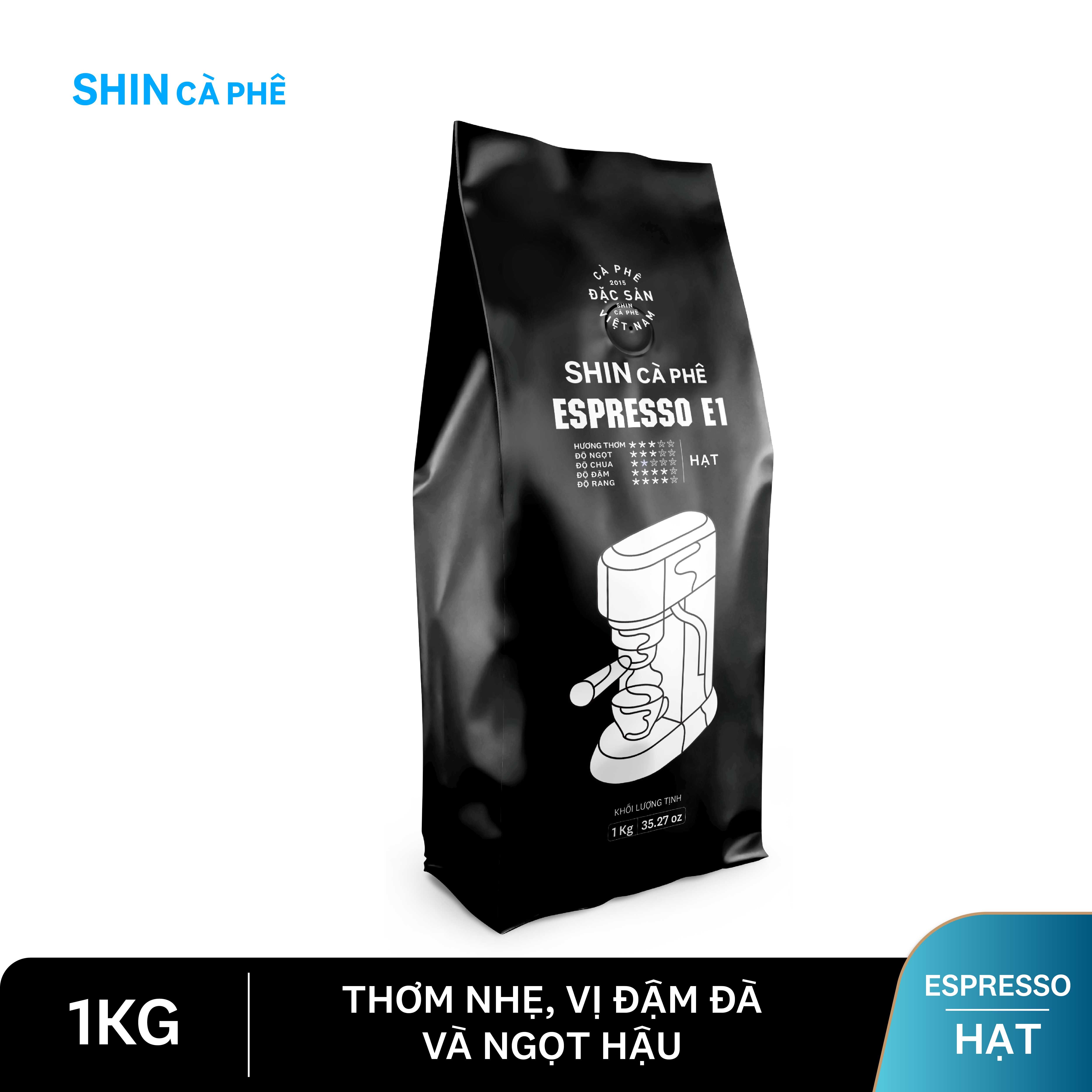 Shin cà phê - espresso e1 1kg hạt - cà phê nguyên chất pha máy