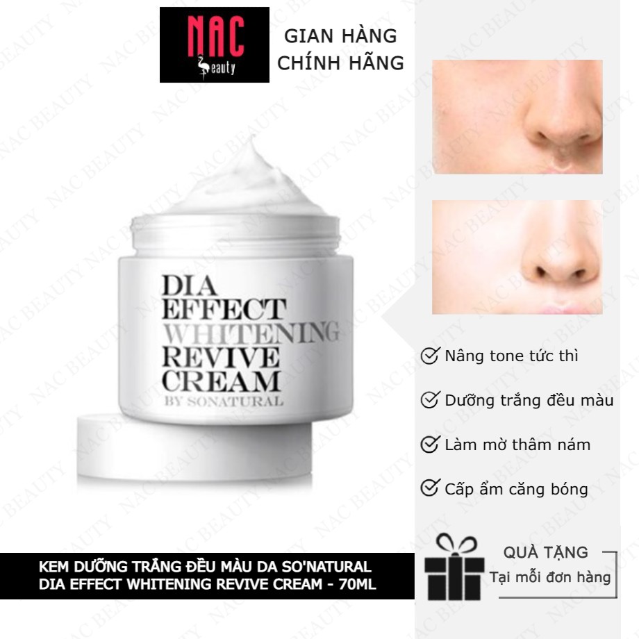 Kem Dưỡng Trắng, Nâng Tone, Làm Đồng Đều Màu Da So'Natural Dia Effect Whitening Revive Cream 70ml