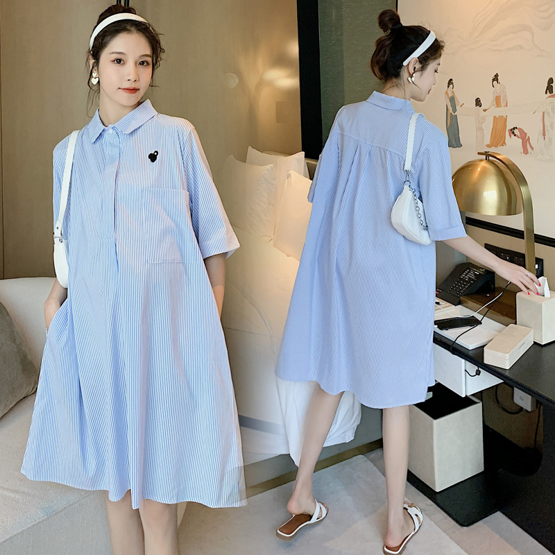 Đầm bầu sọc đẹp đầm sơ mi thiết kế sang trọng