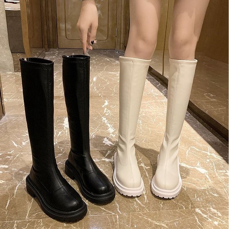 TOP Bốt đùi cao cổ WOMENSTORY lót nỉ giày Boots nữ da PU mềm đế răng cưa 5