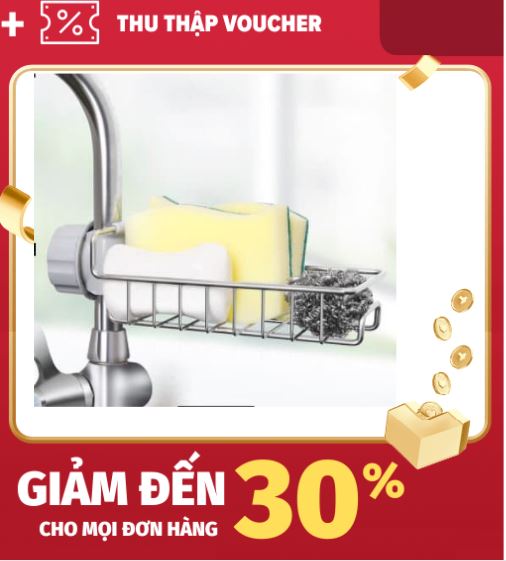 Khay INOX gắn vòi nước chậu rửa bát chén. kệ gắn vòi lavabo để đồ cọ xoong