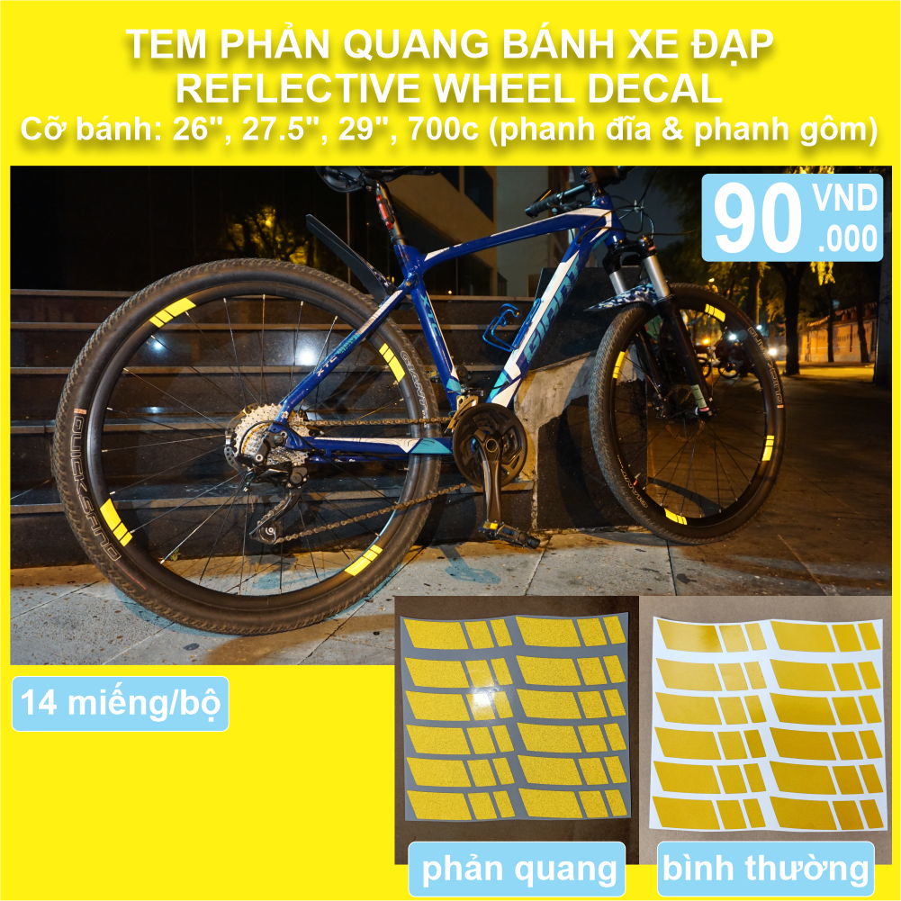Tem decal phản quang bánh xe đạp địa hình - đường trường - touring - đường phố Racer | Tem phản quang xe đạp | CycleWrap