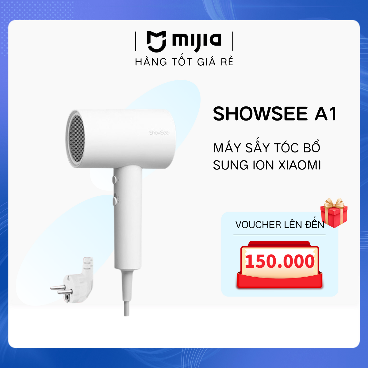 (bản quốc tế) Máy sấy tóc bổ sung ion âm SHOWSEE A1 -W - công suất 1800W / cao cấp Chống Xù Rối Khô Tóc