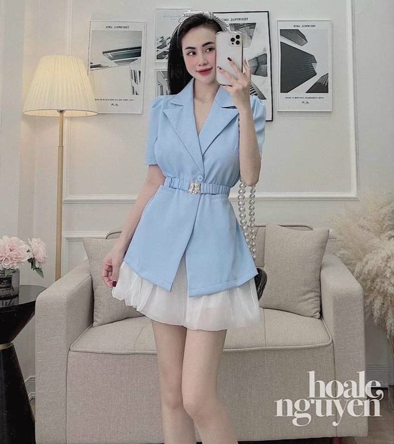 Set áo vest blazer phối quần bí giả váy kèm nịt siêu hot