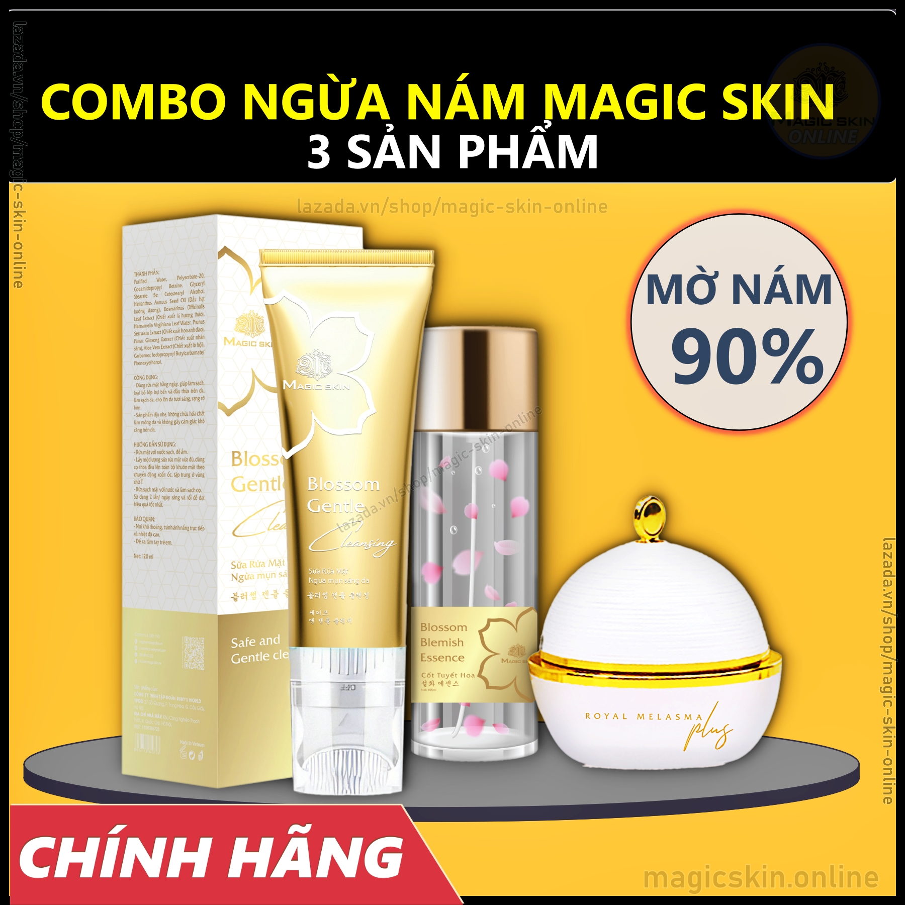 BỘ NGỪA NÁM Magic Skin 3 sản phẩm 👍 MỜ NÁM TÀN NHANG ✔ CHÍNH HÃNG