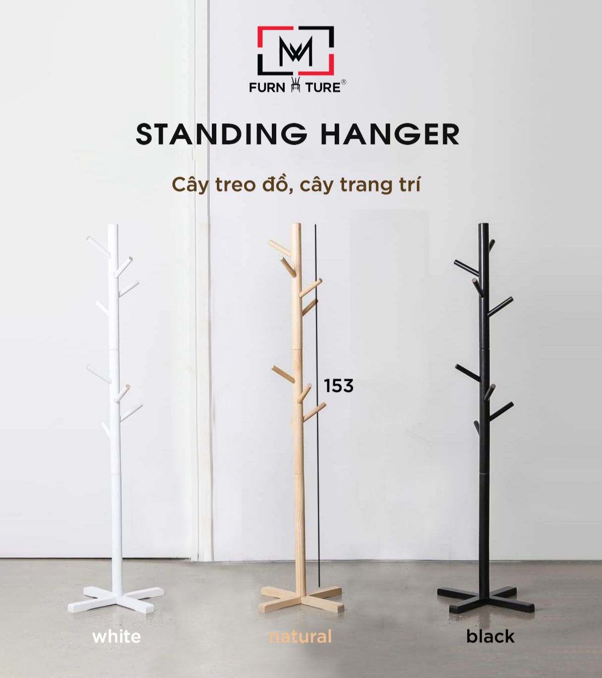[HCM]CÂY TREO QUẦN ÁO BẰNG GỖ LẮP RÁP - STANDING HANGER - 원목 트리행거