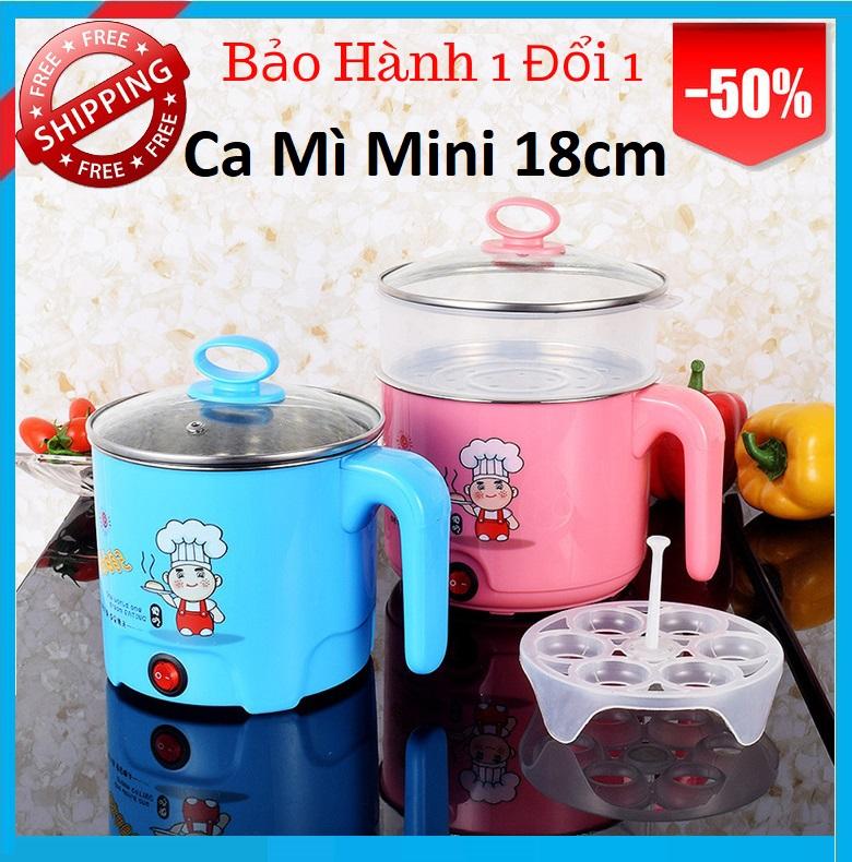 Loại 1 Ca Nấu Mì Lẩu Nồi Lẩu Điện Mini Có Lồng Hấp (18cm,2 lớp), CA ĐIỆN NẤU MÌ ĐA NĂNG SIÊU TỐC, Tiện Ích Chất Lượng