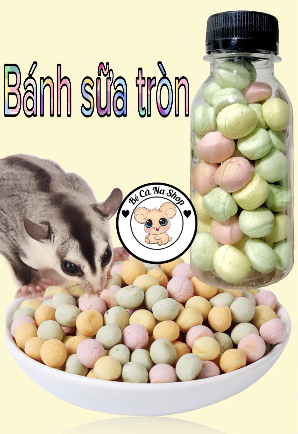 Bánh men sữa viên tròn , thơm béo (bé cà na) thức ăn ngon, bỗ dưỡng cho hamster thỏ bọ sóc chinchilla ....