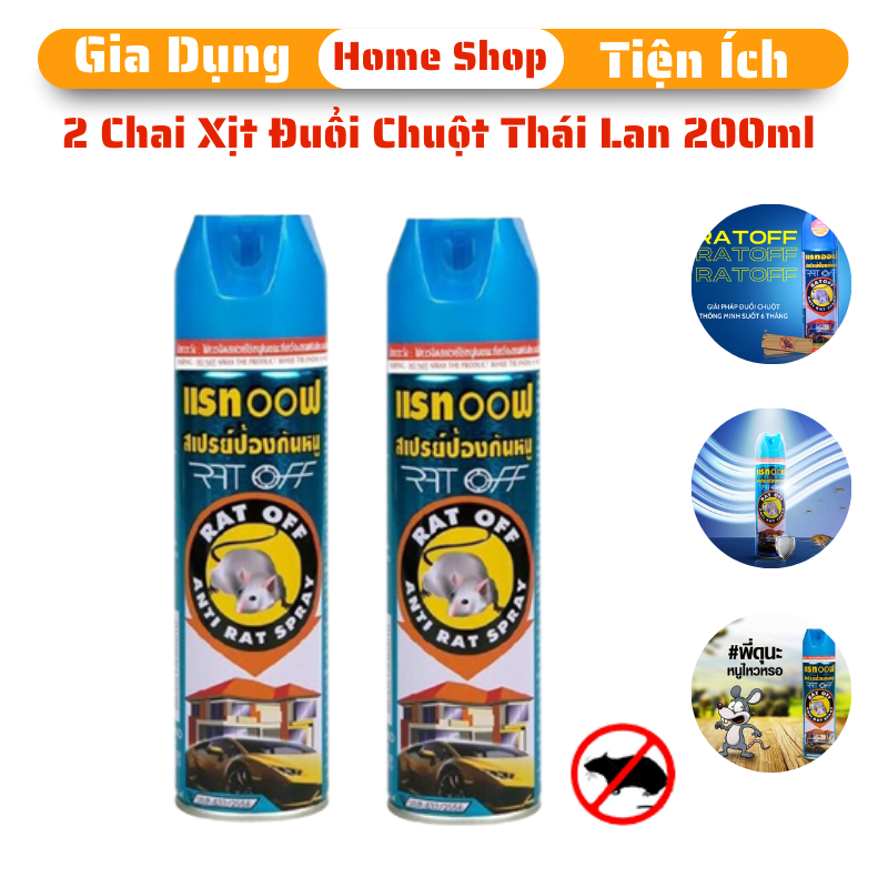 Combo 2 chai xịt đuổi chuột rat off - anti rat spray thái lan 200ml