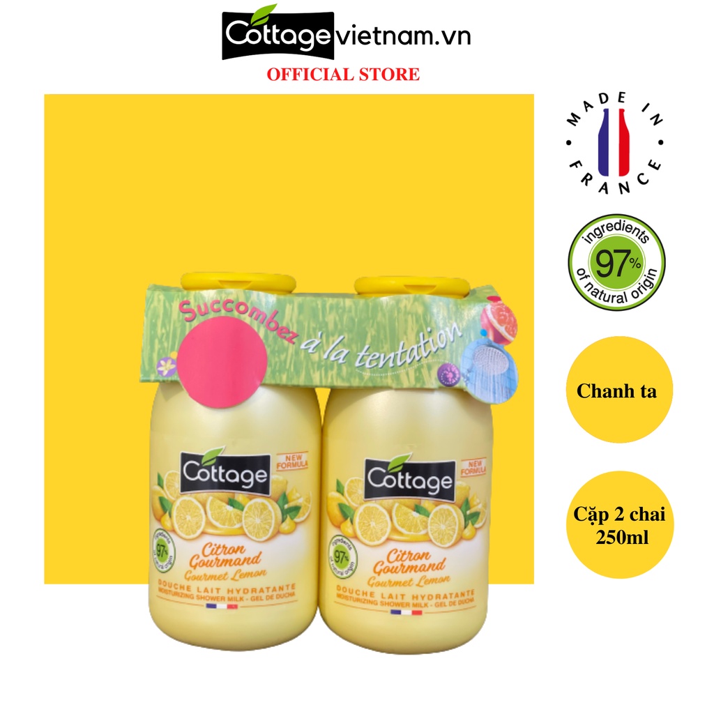 Sữa tắm dạng gel combo 2 chai Cottage 250ml hương chanh