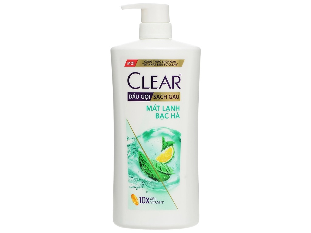 Dầu gội sạch gàu Clear mát lạnh bạc hà 880g, sạch gàu vượt trội, cấp ẩm cho da đầu, hoạt chất sạch gàu thế hệ mới giúp thẩm thấu nhanh & sâu hơn và đánh bay gàu tức thì