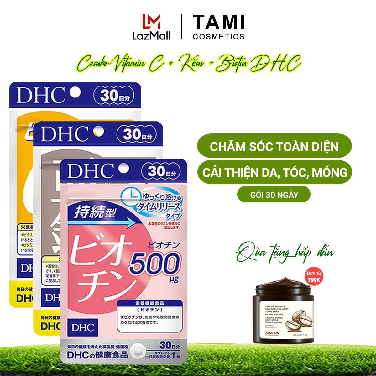 Combo chăm sóc toàn diện dhc nhật bản thực phẩm chức năng cải thiện da, tóc, móng ta-dhc-cb19