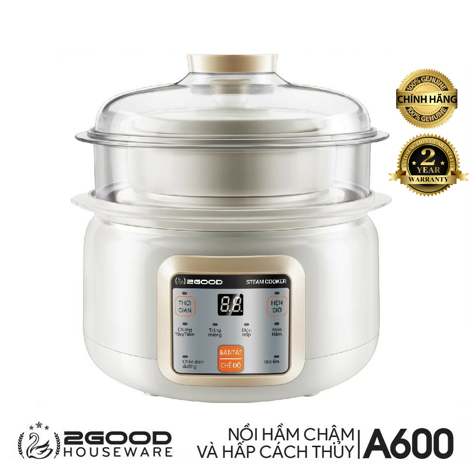 Nồi nấu nháo chậm, ninh hầm cách thủy 2good a600 bảo hành 24 tháng chính hãng