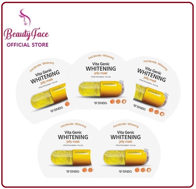 Combo 5 mặt nạ giấy dưỡng trắng da bnbg vita genic whitening jelly mask 30ml