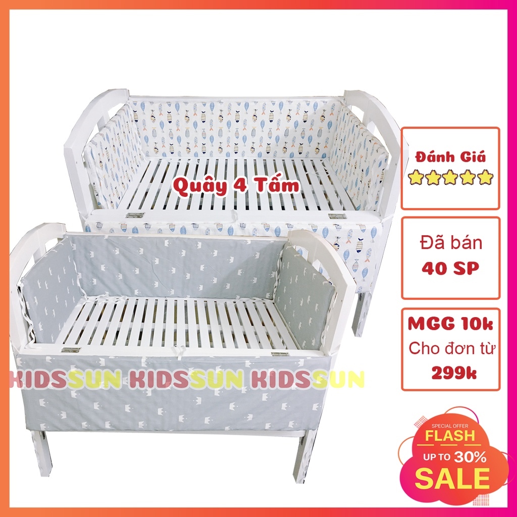 Quây Cũi 4 Tấm Cho Nôi Cũi Trẻ Em Gồm Ruột Đệm Trứng Và Vỏ Cotton 100 An Toàn Cho Bé Kích Thước Từ 54x97cm - 72x120cm