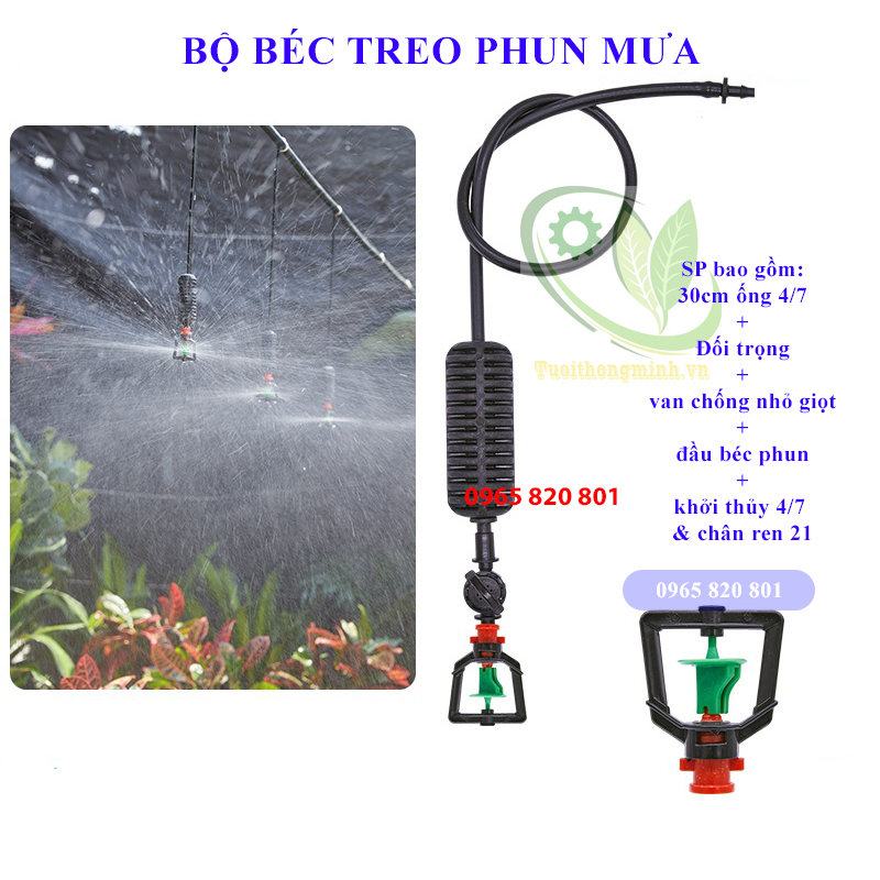 Béc phun mưa dạng xoay 360 độ dây treo - chống rỉ - béc treo xoay