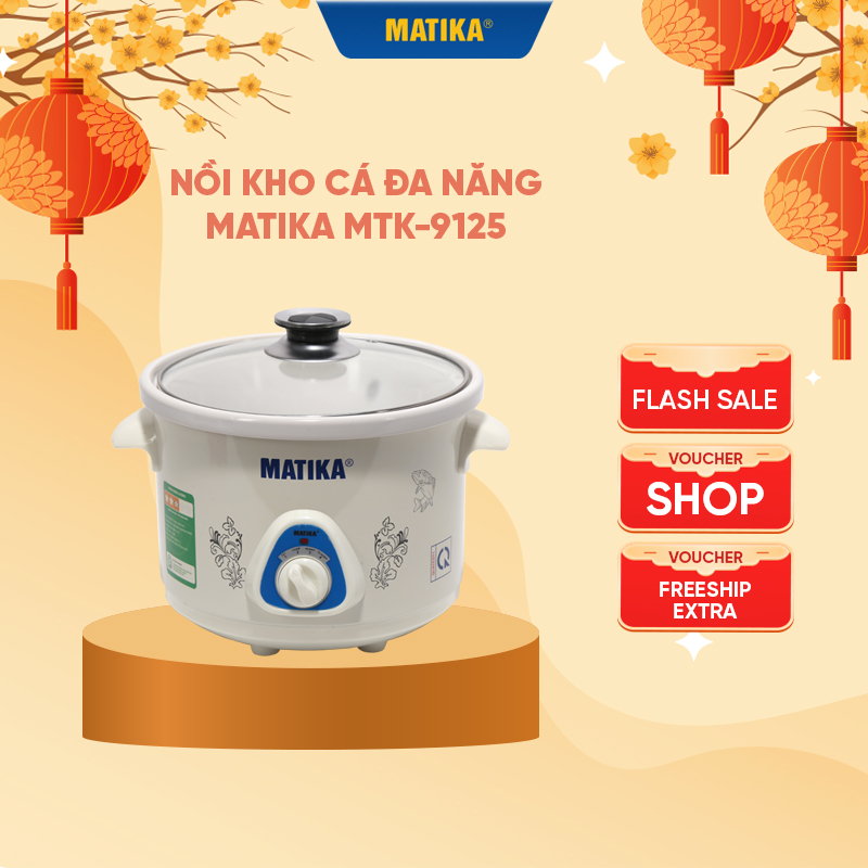 Nồi kho cá đa năng matika dung tích 2.5l mtk-9125 - lòng nồi siêu dày - công suất 235w - bảo hành 12 tháng - hàng chính hãng