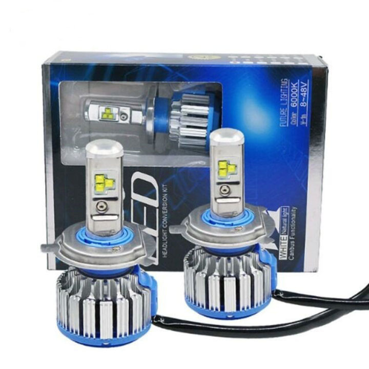 Đèn pha led siêu sáng TURBO 1 chân H4 sử dụng điện bình ắc quy
