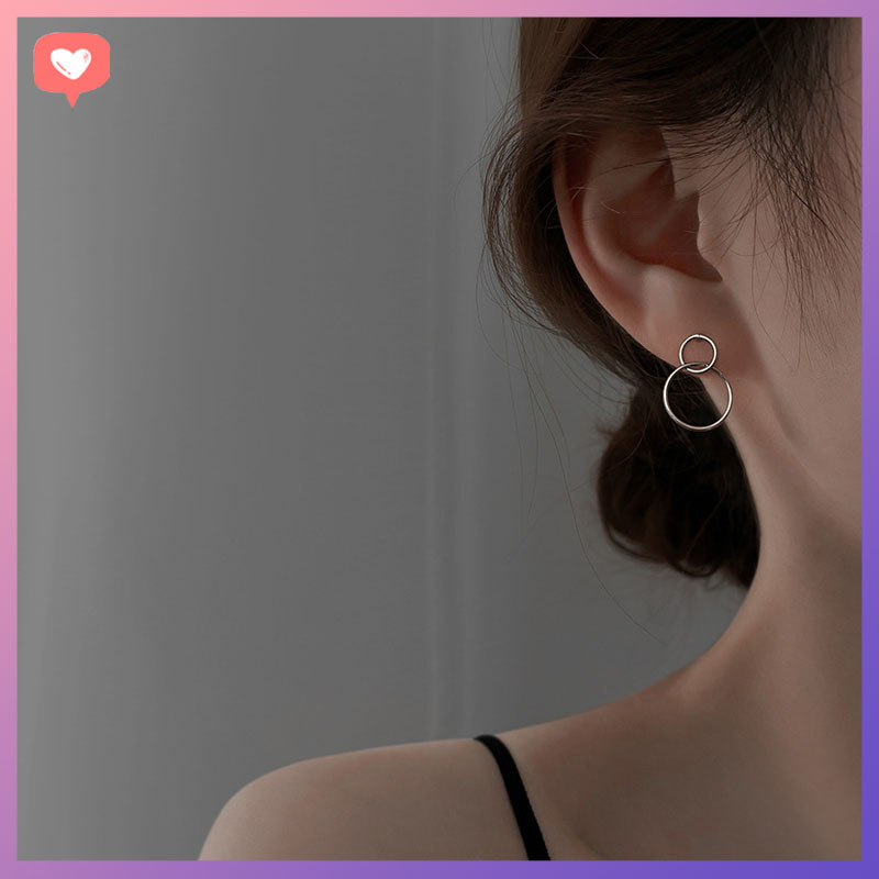 Bông tai khoen tròn cá tính bạc ý B6 Give.love shop khuyên tai nữ đẹp