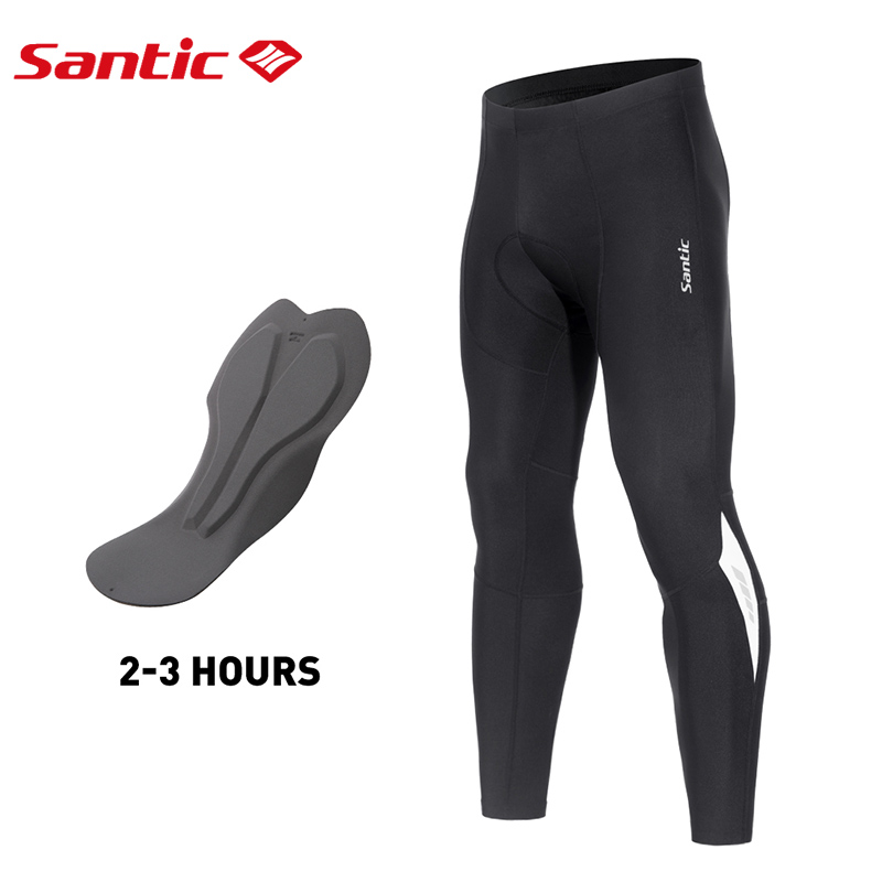 Santic Men Cycling Pants Bicycle MTB Fleece Sports Trousers 4D Padded Long